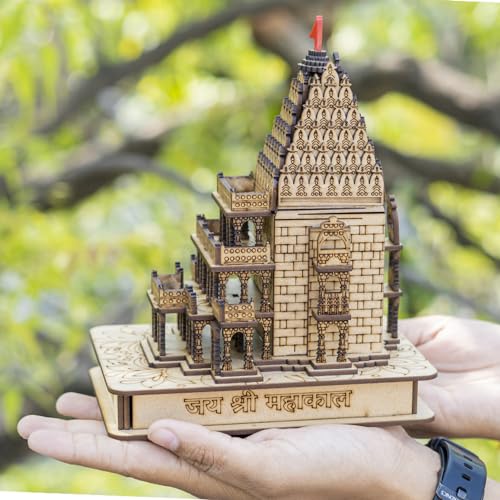 Image of DEEP Creations Ujjain Mahakaal Wooden Temple Mandir 3D Replica Home /Office /Shop Decore Gift for Inauguration