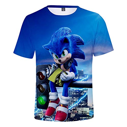 Sonic Camisetas Manga Corta Niño Niña 3D Impresión Camiseta Verano Casual Suelto Camisas tee...