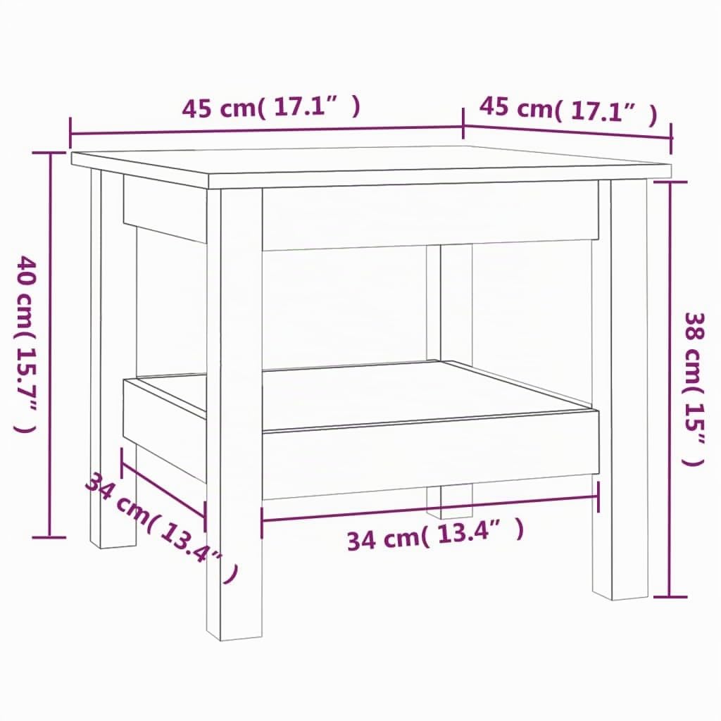 vidaXL Couchtisch 45 x 45 x 40 cm Massivholz Kiefer