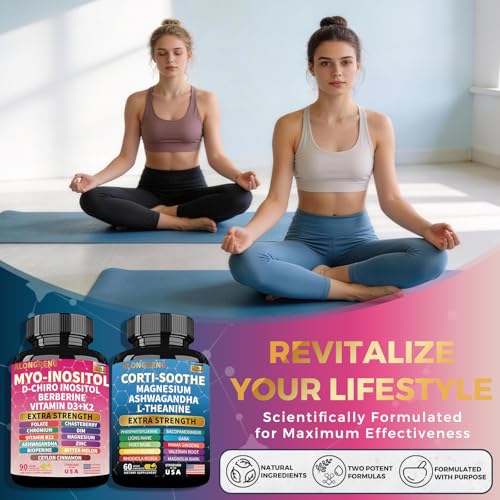 Image of Soothe-Smooth Bundle,Soothe & Smooth Bundle Multivitamin Combo, Cortisol Support Myo-Inositol Multivitamin Combo with Magnesium Glycinate, Ashwagandha, L-Theanine & Herbal Blend - D