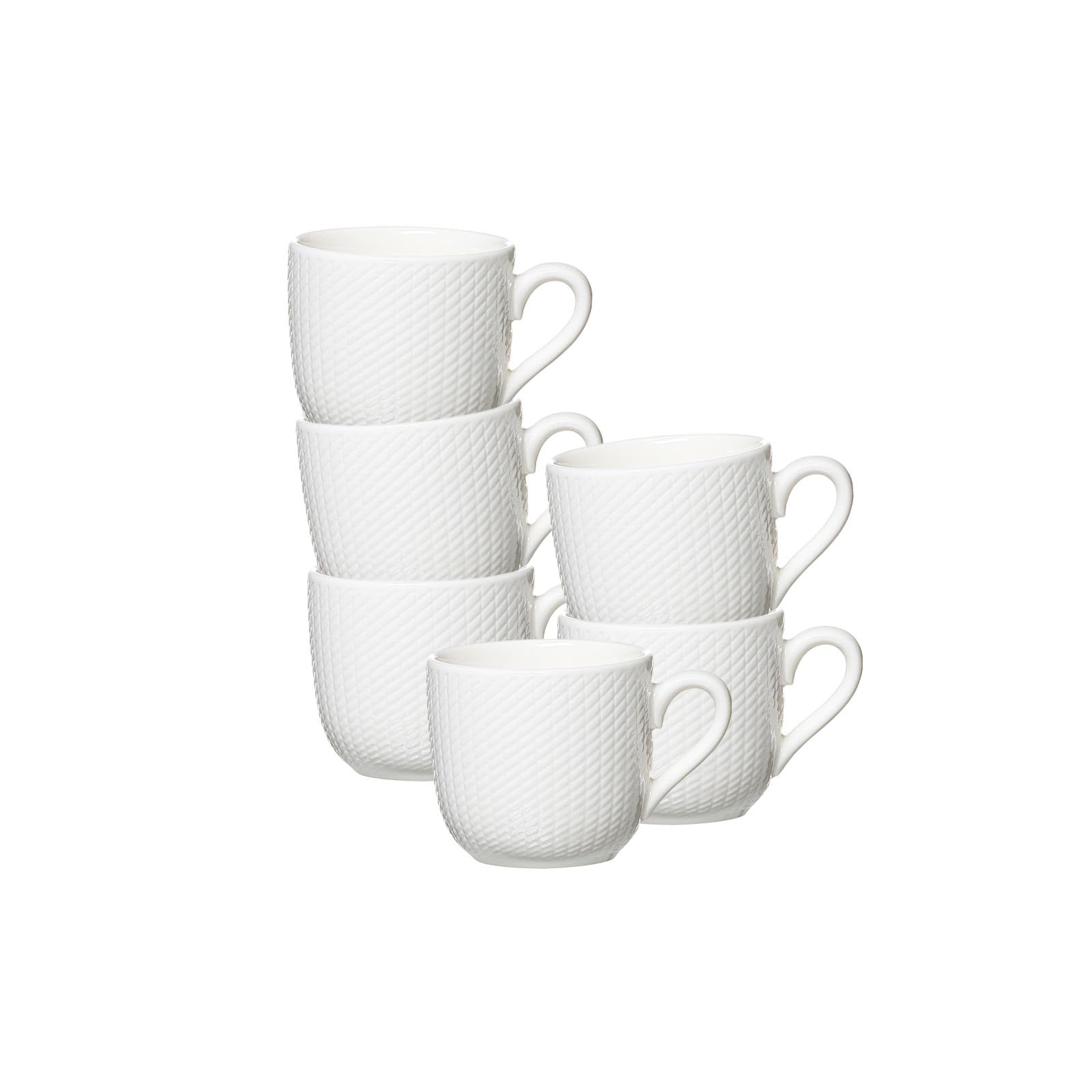 Ritzenhoff & Breker Saphir Espressotassen 80 ml 6er Set | Porzellan Geschirr-Serie in Weiß mit Mosaik-Relief | spülmaschinenfest & mikrowellengeeignet | Mokkatassen: Elegant & Modern