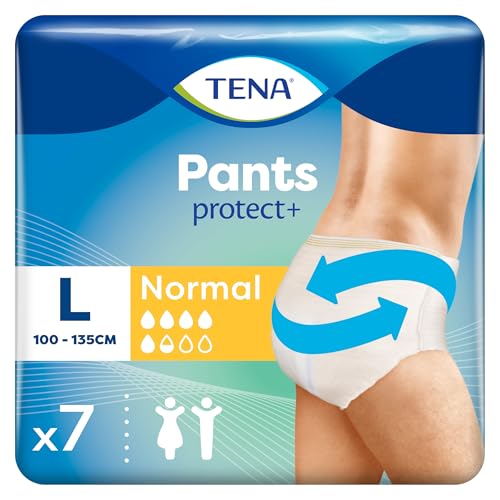 TENA Pants Normal Large (L) - Slip Assorbenti, Elasticizzati e Monouso, per Perdite Urinarie, Mutandine per lei e per lui, Unisex, Discreti e Confortevoli, 1 Confezione da 7 Pezzi