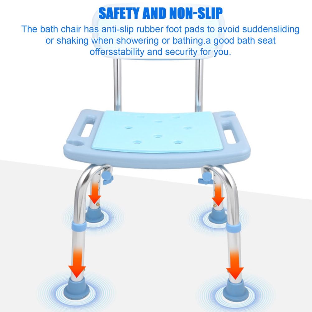 Altura de Aluminio Ajustable de baño/Silla de Ducha con Soporte para la Cabeza y la Ducha, Asientos de bañera para Ancianos, Embarazadas, discapacitadas, heridas, Capacidad de 150 kg,Azul
