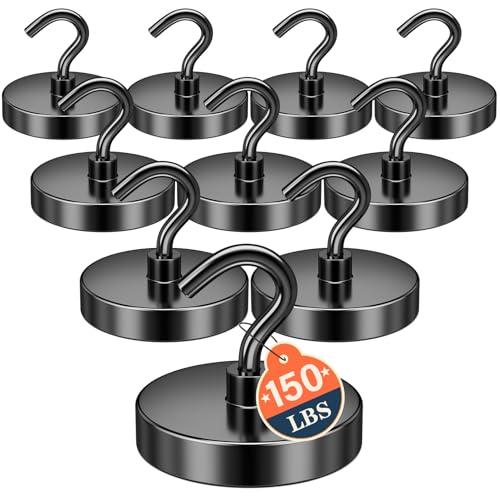 Image of FINDMAG 10 Pack Black Magnet Hooks, 150LB+ Magnetic Hooks for Cruise Cabins | Strong Neodymium Magnetic Hooks for Hanging, Beach Vacation, Home, Fridge, Classroom, Cruise Essentials 2026