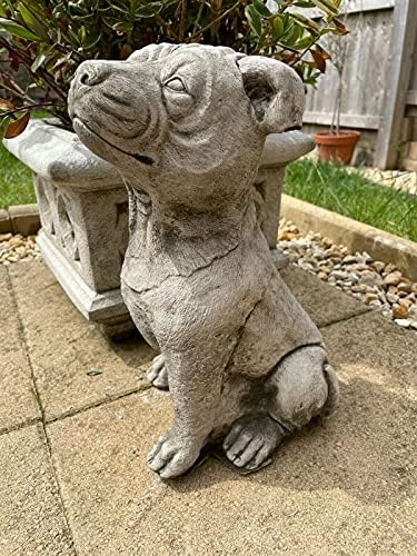 Staffordshire Bull Terrier Stone Statue | Animal Pup Dog Outdoor Garden Ornament