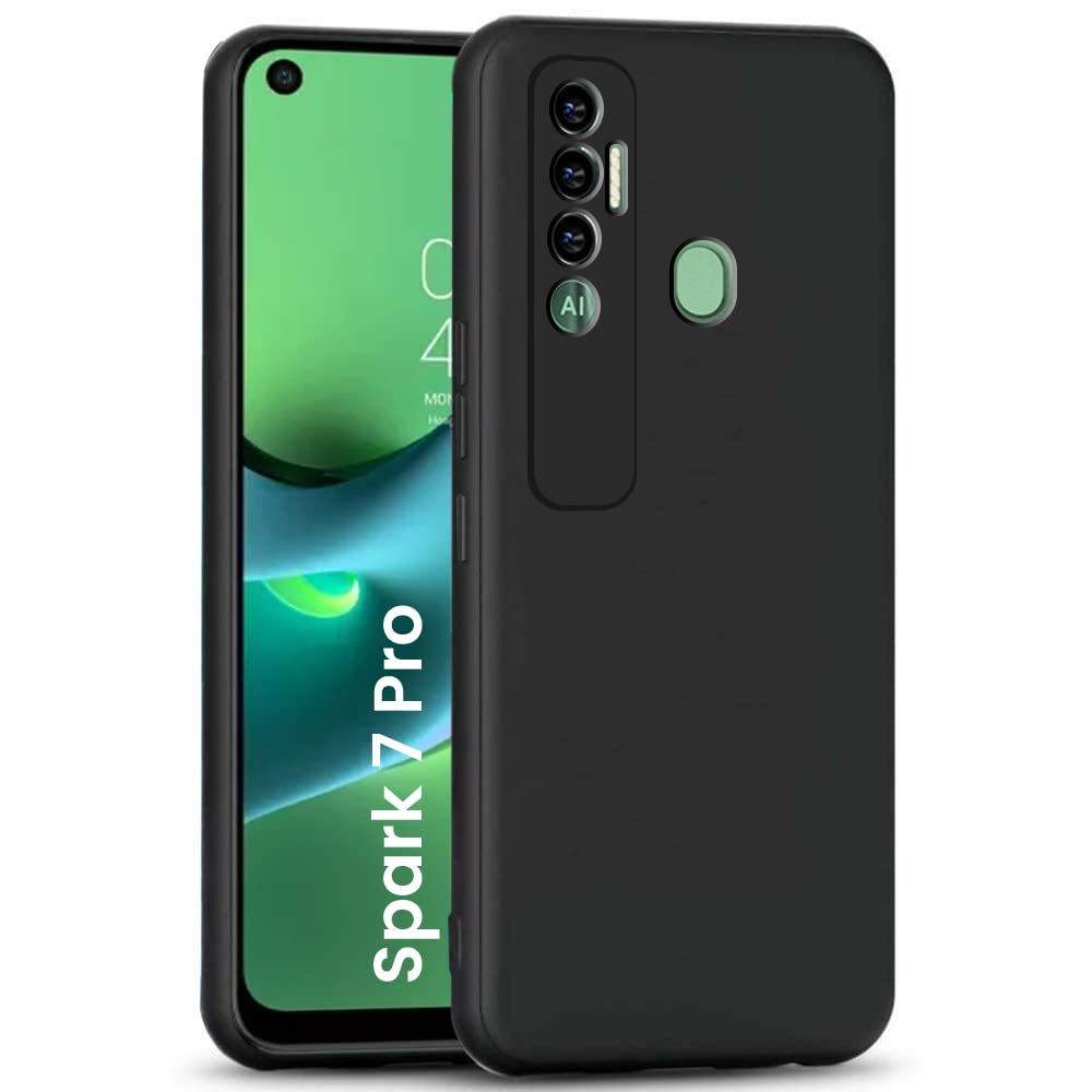 WOW IMAGINE Protective Sleek Back Case Cover for Tecno Spark 7 Pro (Flexible | Silicone | Shock Proof, Anti Slip, Soft Rubberised | Pitch Black) (B0BHZNCVW1) Amazon Price History, Amazon Price Tracker