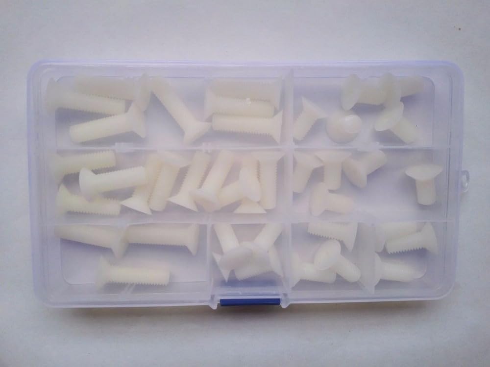 40pcs M8 Nylon For Phillips Countersunk Head Screw Flat Bolts Assortment Set Screws