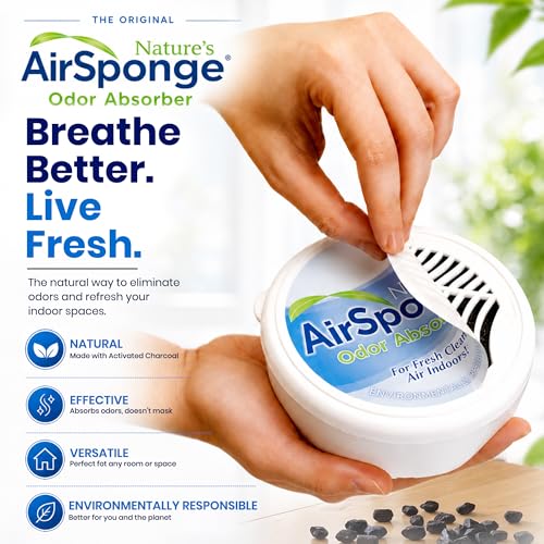Image of Nature's Air Sponge Designer Pack Odor Absorber - 1 /2 Lb, Set of 12 | Odor Control for Indoor Spaces, Activated Charcoal Soap-Based Gel, Covered Cap for Cleaner Handling, Protective Cap Design