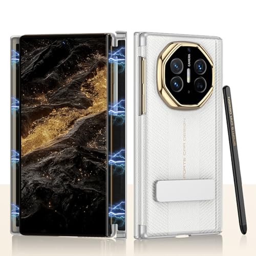 COQUE étui pour Huawei Mate XT, magnétique en Cuir 3 Volets avec Protection d'écran et Support, étui avec Stylet-Blanc