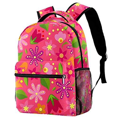 Sac à dos durable motif fleur rose léger et résistant pour l'école
