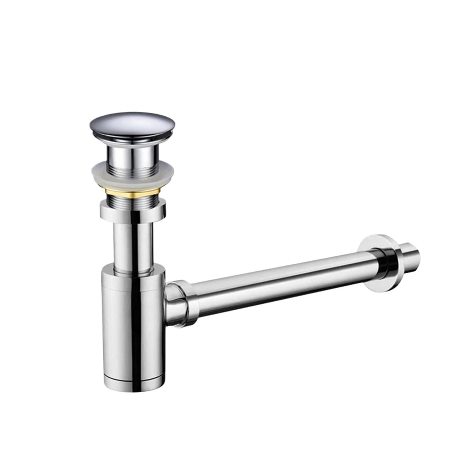 Xiehya Chrome No Ovflow 1 Pcs Bathroom Siphon Sink Drain Pipe Fixture Bottle Trap Black Brushed Chrome Pop Up Filter Stopper For Home For Diy Tools(Chrome No Ovflow)