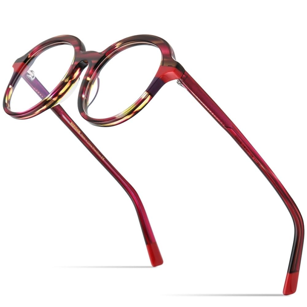 MUTYNE Occhiali da vista in acetato multicolore Montatura da uomo Occhiali da vista rotondi vintage Occhiali da vista da donna