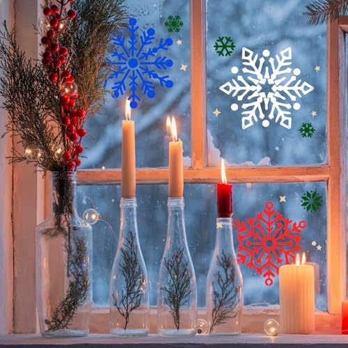 6 Stück Weihnachten Schablonen,20cm Schneeflocken-Schablonen,Kunststoff Schneeflocken DIY-Malschablone,Wiederverwendbare Winterornament-Schablonenvorlage für Weihnachtskarte Scrapbooking