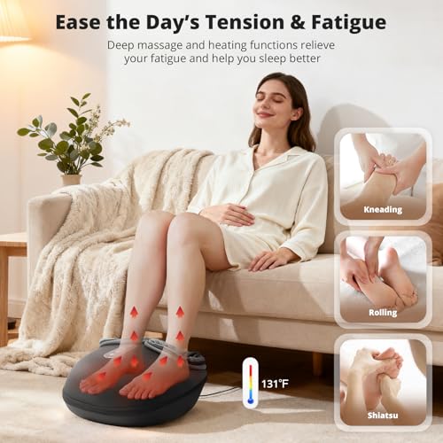 Medcursor Foot Massager with Heat - Shiatsu Feet Massage Machine Delivers Relief for Tired Muscles & Plantar, Deep Kneading Therapy, Multi-Level Settings for Home, Office Use, Size up to 13" - Image 6