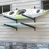 FitiRoker 2-Tier Kayak Wall Storage Rack – Adjustable Heavy Duty Paddle Board & Kayak Rack for Garage, Indoor/Outdoor Wall Mount Organizer, 275 lbs Capacity