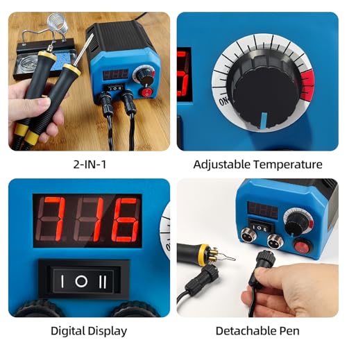 FIRElood LH55-Z2-NS2 Wood Burner kit Wood Burning Tool Pen 200~750℃, Wood Burning kit with Digital Thermometer Temperature Adjustable Temperature, 2 pyrographic Wood Burning pens, 36 pen tips - Thumbnail 4