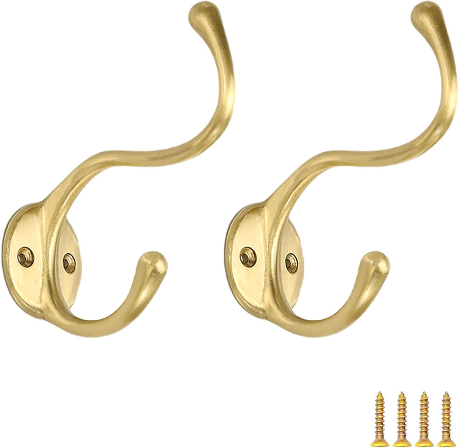 PAQWTYB Hooks, Heavy Duty Vintage Pure Copper Hanger Hook 4 Pack