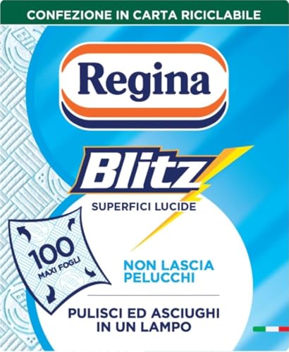 Regina Blitz - 1 Rotolo di Carta Casa a 3 Veli | 100 Maxi Fogli, Confezione Carta Riciclabile, Pulisci e Asciughi in un Lampo, 100% Certificata FSC