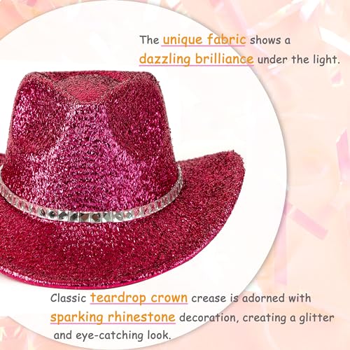 Image of Women Cowboy Hat Western Style Glitter Party Costume Hat
