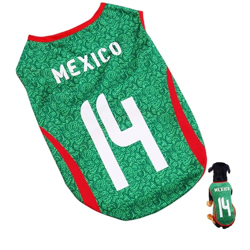 Vasrou 2026 Pet Soccer Jersey Country Flag Football Shirt for Dogs Cats Breathable World Cup Game Day Clothes Dog Costume (Mexgreen X-Large)