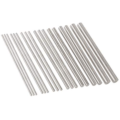 Image of Glarks 18Pcs Stainless Steel Solid Round Rod Lathe Bar Stock Assorted for DIY Craft Tool, Diameter 2.5-8mm Length 100mm
