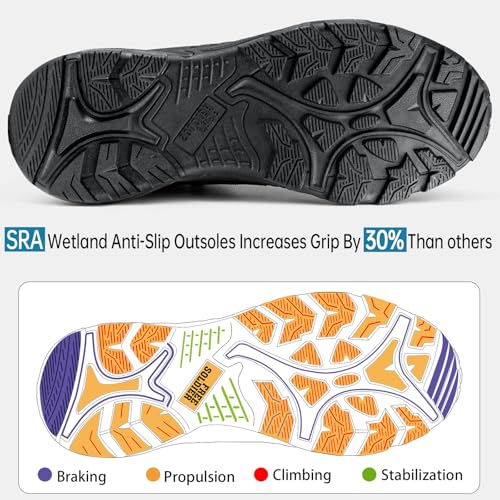 FREE SOLDIER Men's Waterproof Hiking Boots Lightweight Work Boots Military Tactical Boots Durable Combat Boots(Black 9)4