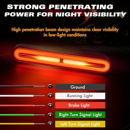Image of Alopee 9 inch Universal Motorcycle Tail Light with Turn Signals 10V-30V | 3-in-1 Waterproof Motorcycle Brake Light Used for Chopper, Truck, ATV, UTV, ADV, Pick-up and Golf Cart (with 1 Wrench)