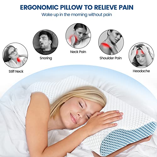Memory Foam Pillows Neck Pillow For Sleeping, Ergonomic Contour Cervical Pillow Neck Support Bed Pillow For Side Back Stomach Sleeper, Orthopedic Pillow For Neck Pain Relief #TOP3