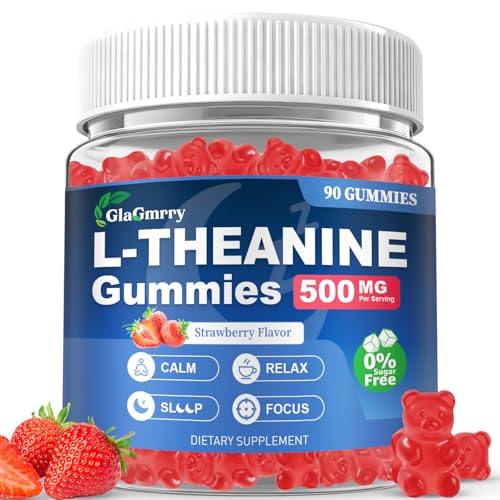 GlaGmrry 90 Count | L Theanine Gummies L Theanine Supplement for Adults & Kids w/Ashwagandha Magnesium GABA & 5-HTP Sugar Free Liposomal Formula for Calm Relax zzZ Md & Focus Vegan