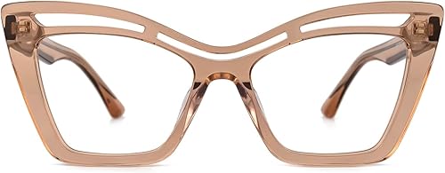 Zeelool Arsolon ZJGA165651 - Marco de lentes de ojo de gato de gran tamaño con lente transparente sin receta para mujer
