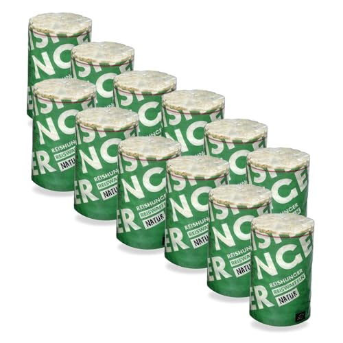 REISHUNGER BIO Reiswaffeln Natur aus Bio-Vollkorn Reis 12x100g - Veganer, Glutenfreier & Fettarmer Snack ohne Zusatz von Salz & Zucker