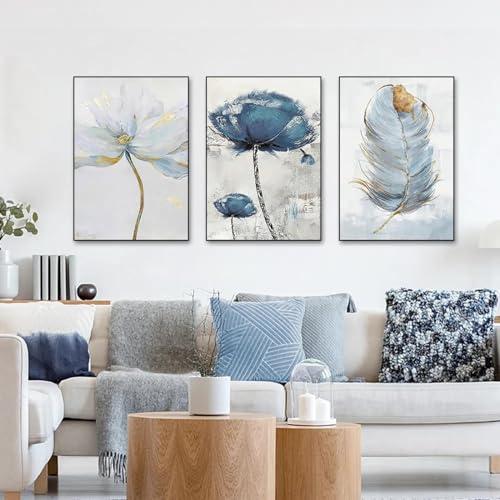 Peintures d'art d'intérieur pour salon cocooning, déco scandinave plumes