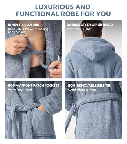 Image of DAVID ARCHY Men's Soft Fleece Plush Robe Full Length Long Bathrobe