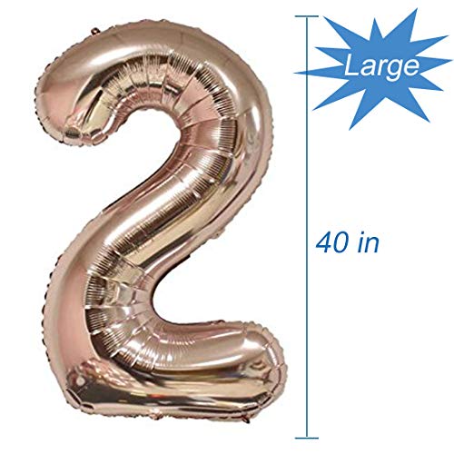Image of Rose Gold Number 2 Balloon, 40 Inch