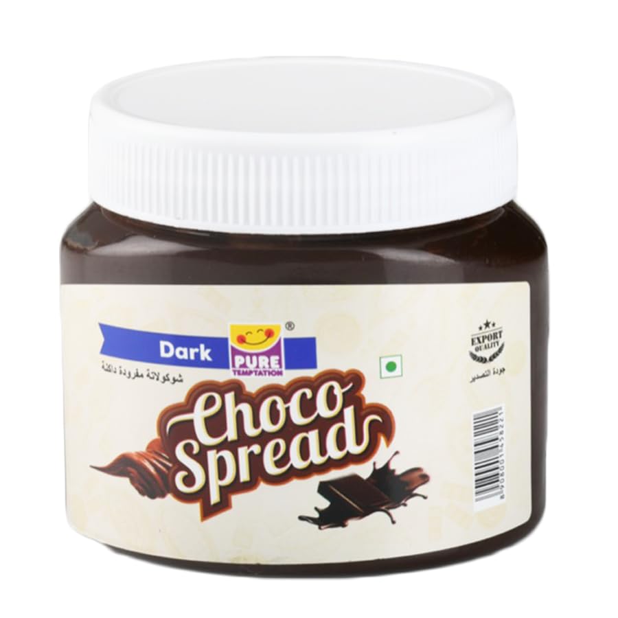 Image of Pure Temptation Dark Choco Spread [340 gm] - 100% Veg - Protein-Rich Dark Chocolate Spread for Kids & Adults - Perfect for Breakfast, Bread, Fudge, Shakes, Cake & Roti - Rich Flavor of Dark Chocolate