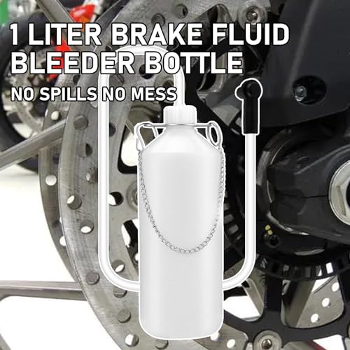 YSOOUA Bremsflüssigkeitsbehälter 1L Bremsenentlüfter Bremsenentlüfterflasche mit 60CM Schlauch und Universal Gummi-Adapter Bremsenentlüftungsgerät den Austausch von Bremsöl