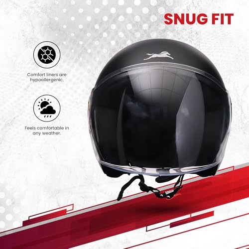 Image of TVS ACE ISI Certified Open face Unisex Helmet with Full Coverage Visor
