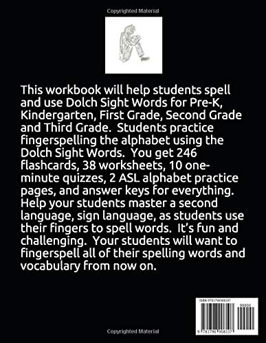 Dolch Sight Words (Pre-K to Third Grade): ASL Sign Language Flashcards and Worksheets