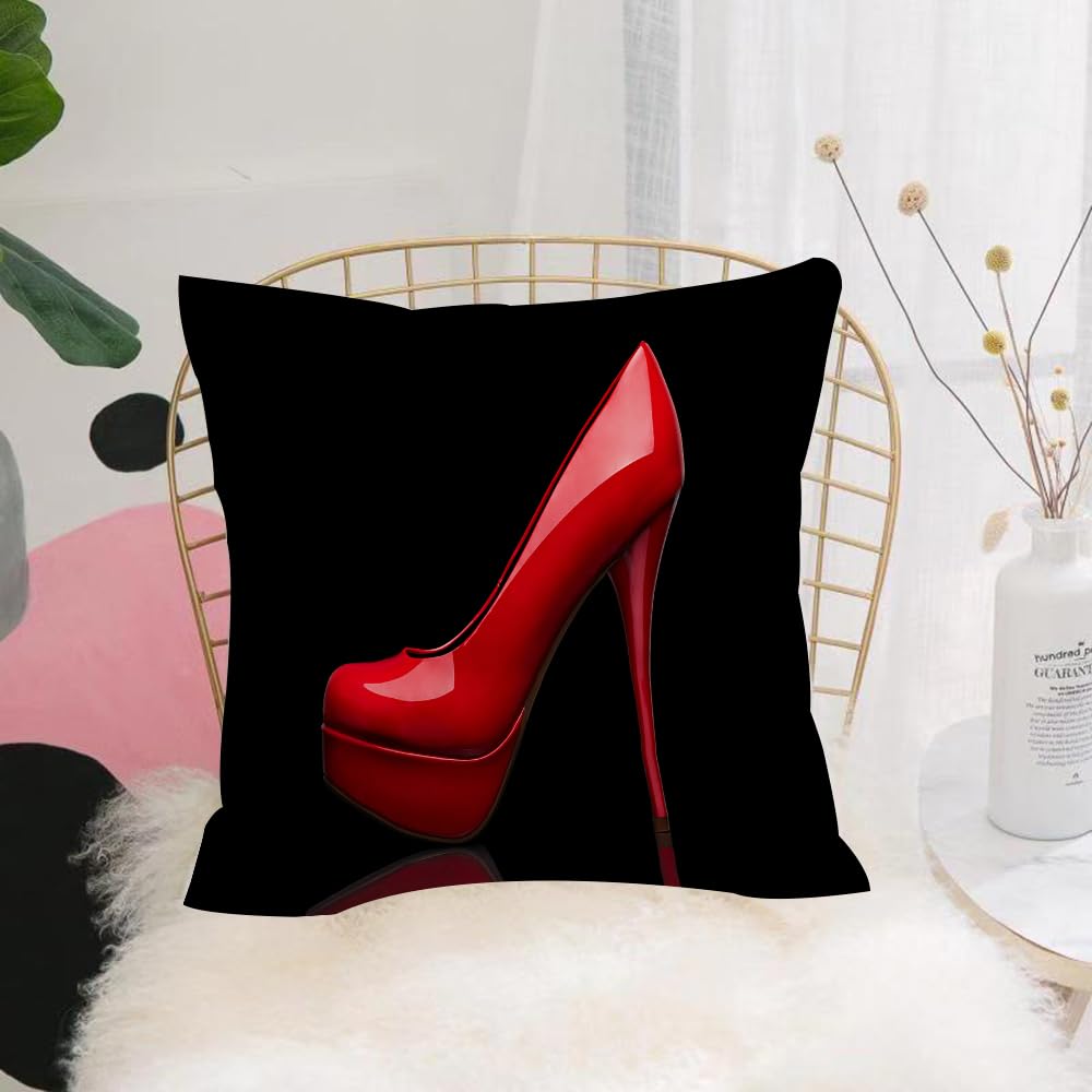 Hyosxw Women's Sex Shoes Red High Heels In Black Desi - A6 Cushion Cover,Throw Pillow Case Home Decorative For Living Room Bedroom Sofa Chair 18X18 Inch,Sex Shoes Red High Heels In Black Design,Pillowcase 45X45cm