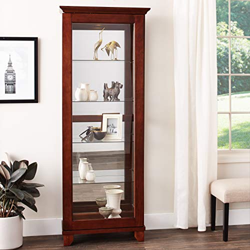 5-Shelf Curio Cabinet with Mirrored Back Chesnut