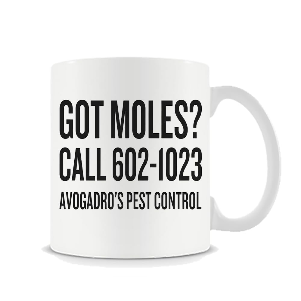 Giftme Avogadro's Pest Control Chemistry Mug,Chemistry Teacher, Teacher's Day, Thanks-Giving, 11oz White Ceramic Mug Coffee Tea Mug.