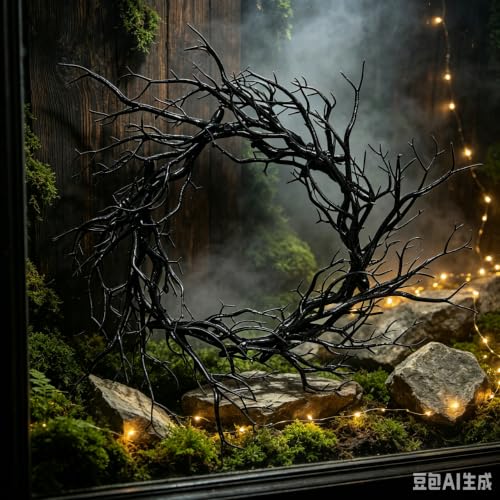 17 Inch Large Black Twig Spooky Realistic Halloween Wreath for Front Door (Black) - image 6