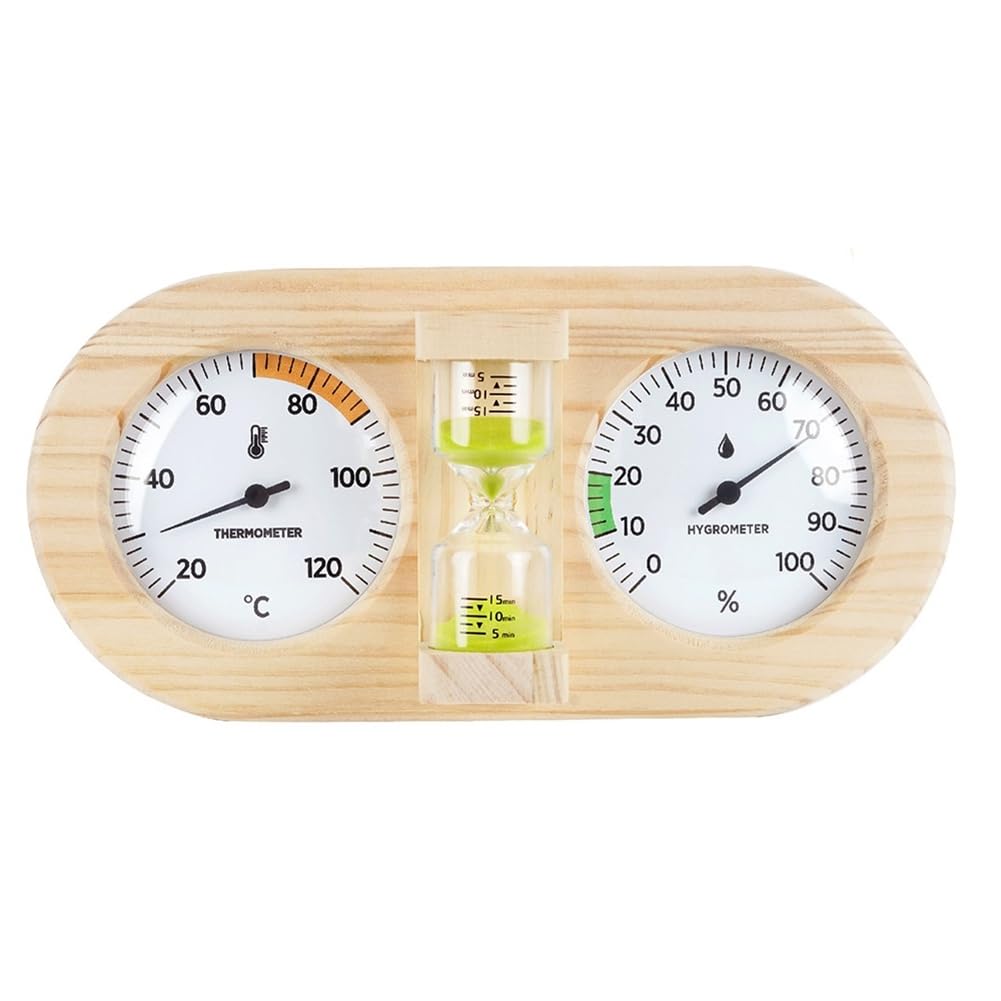 Jnchdghwa As Shown Hygrometer Thermometer Sauna With 15-Minute Hourglass For Accurate Temperature Monitoring