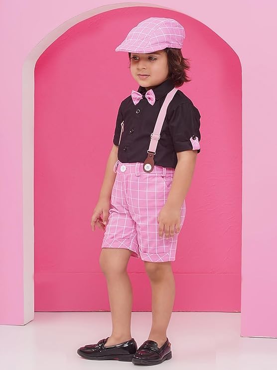 Image of AJ DEZINES Kids Casual Wear Clothing Cotton Shirt Short Set For Boys