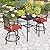PHI VILLA 5 Piece Outdoor Bar Furniture Set, Counter-Height Patio Bistro Table & Swivel Bar Stools Chairs with Red Cushion for Garden, Backyard, Deck