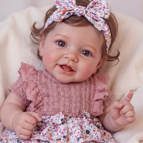 BABESIDE 20 Inch Reborn Baby Dolls, Curly Hair Realistic Baby Doll Girl