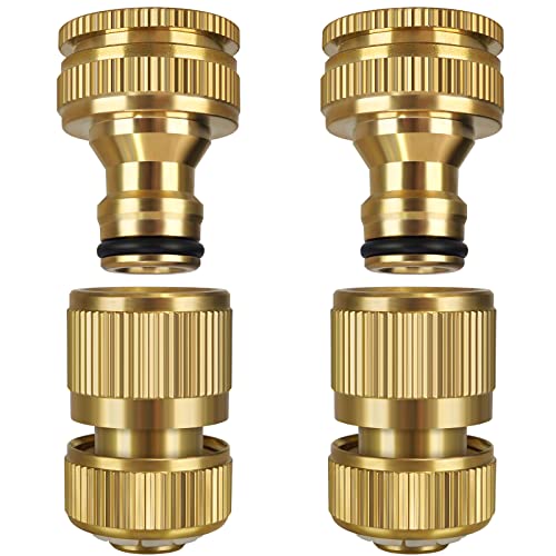 iBamso Garden Hose Connector, Solid Brass Garden Tap Connector...