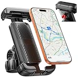 LISEN 自転車 スマホホルダー ロードバイク スマホホルダー【片手操作 取り外し簡単 振動吸収】 バイク 電動自転車 クロスバイク 原付バイク対応 360度回転 落下防止 耐久性 旅行便利 グッズ 実用的な贈り物 iPhone 16 15 14 13 12 11 Pro Max、Samsung、Sharp、Xperia 11.94-17.27 CM対応 ブラック