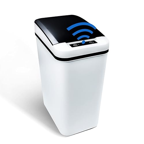 BIGEBAN Bote de basura con sensor de movimiento de 25 galones cubo de basura inteligente para baño con tapa cubo de basura automático delgado para