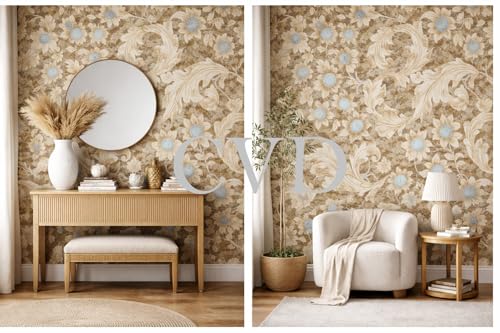 Image of CVD 3D Brown Cream Wallpaper | Peel & Stick Self Adhesive Wallpaper | Waterproof & Removable | Home Decor for Bedroom, Living Room & TV Wall (70 x 70 cm, Approx. 5.8 Sq. Feet, 1 Piece)